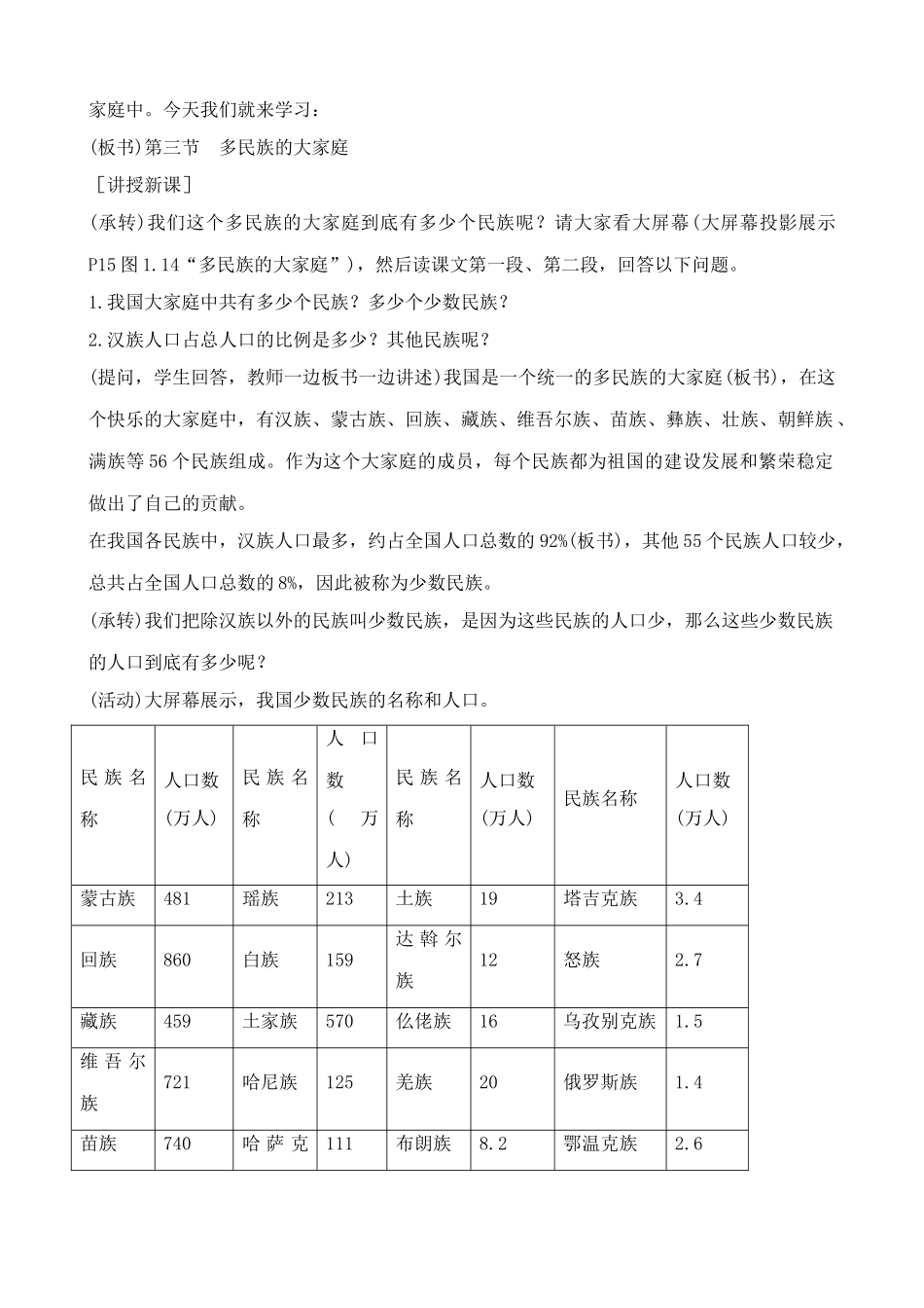 鲁教版七年级地理上册 多民族的大家庭_第2页