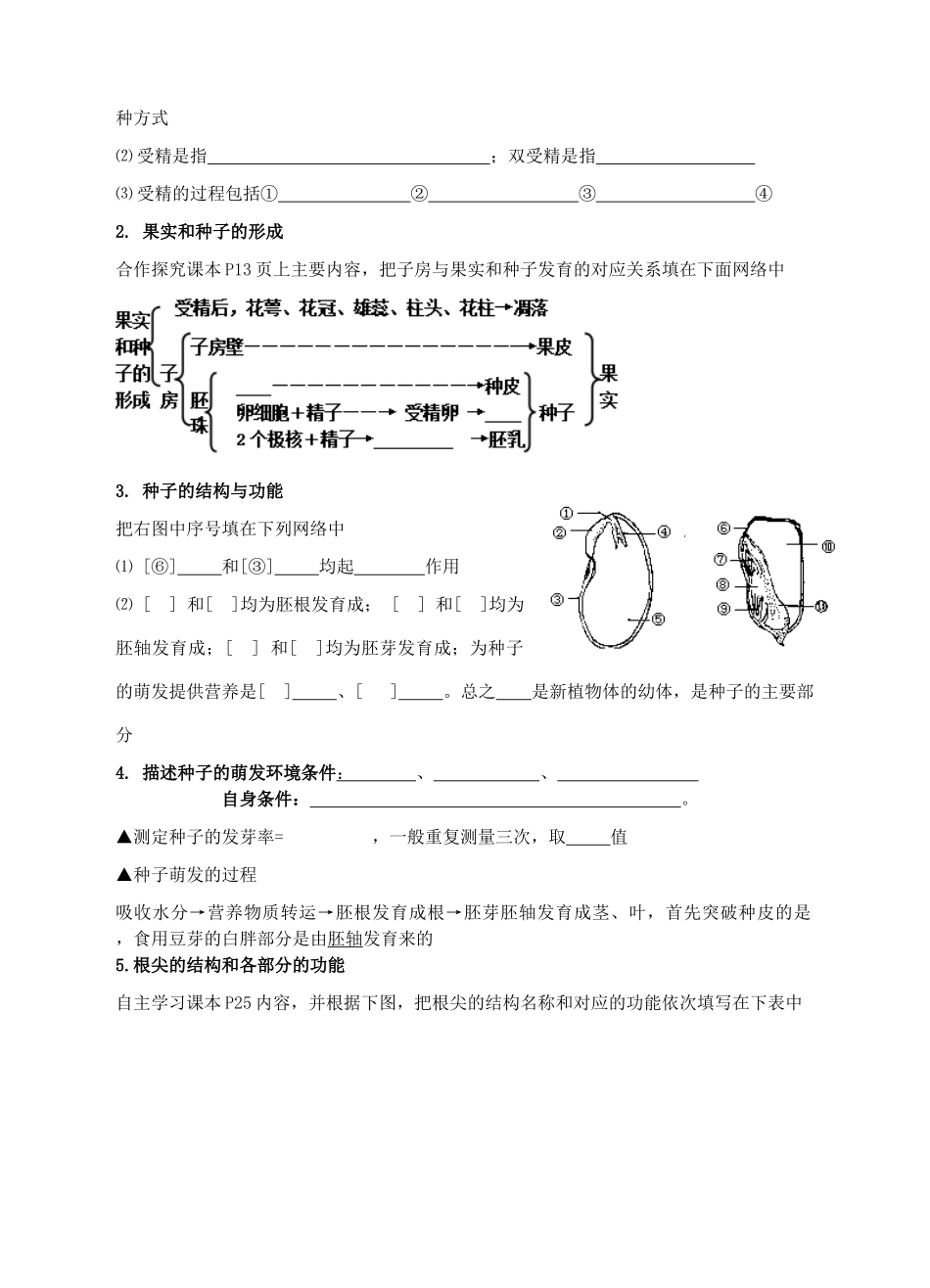 八年级生物上册 第一章 《绿色开花植物的一生》专题复习导学案 济南版_第2页