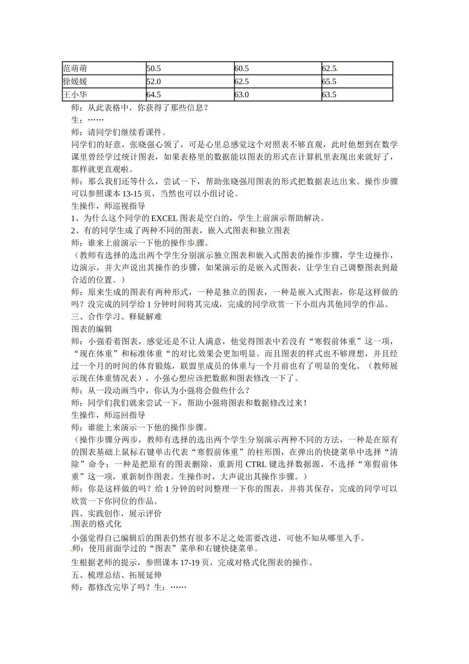 山东省临沭县第三初级中学七年级信息技术下册《数据的图表化》教案_第2页
