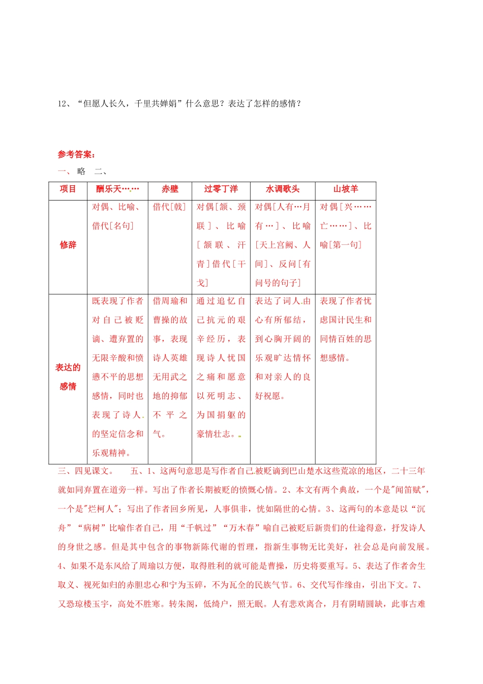 江苏省铜山区八年级语文下册 第五单元 25 诗词曲五首名句赏析学案 新人教版-新人教版初中八年级下册语文学案_第3页