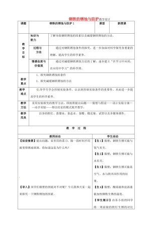 山东省烟台20中九年级化学《钢铁的锈蚀与防护》教学设计（1）