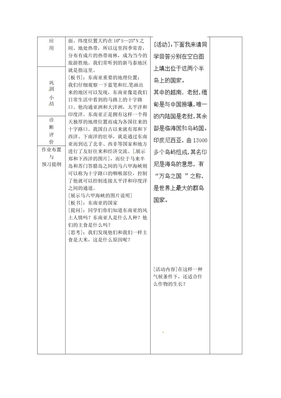 山东省临沂市蒙阴县第四中学七年级地理下册 7.2 东南亚（第1课时）教案 （新版）新人教版_第2页