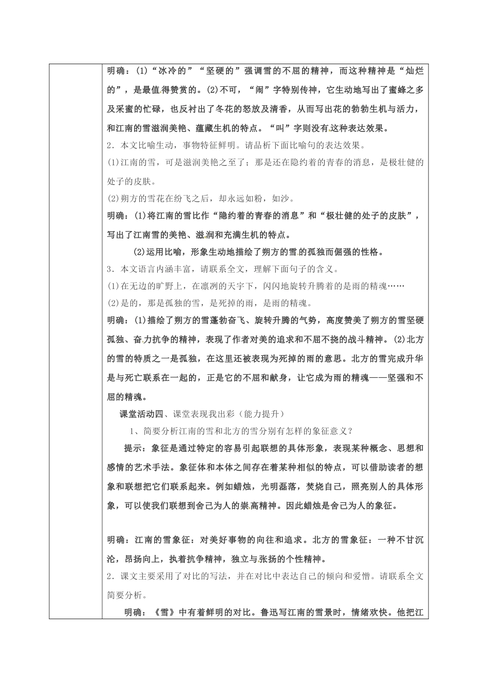 陕西省山阳县八年级语文下册 第二单元 第6课 雪（第3课时）导学案 （新版）新人教版-（新版）新人教版初中八年级下册语文学案_第2页