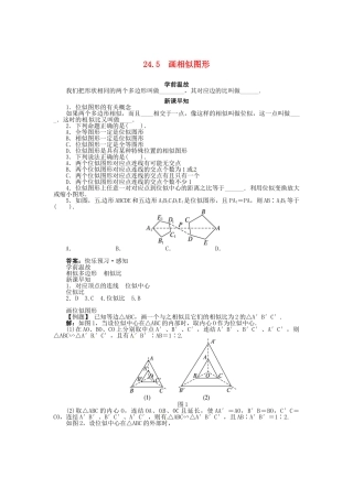 九年级数学上册 第23章 图形的相似23.5 位似图形学案（新版）华东师大版-（新版）华东师大版初中九年级上册数学学案
