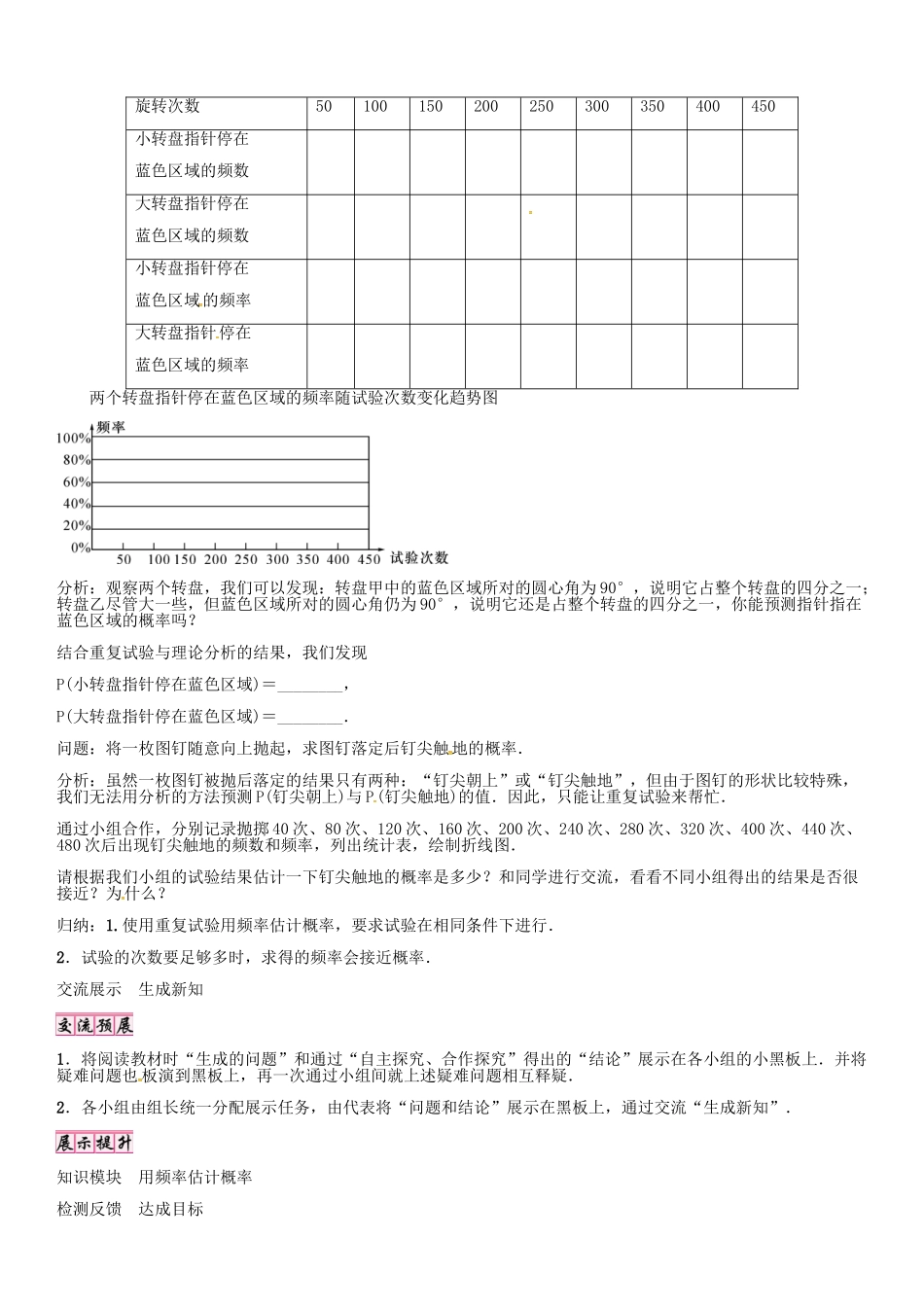 秋九年级数学上册 第25章 随机事件的概率 概率与频率导学案 （新版）华东师大版-（新版）华东师大版初中九年级上册数学学案_第2页