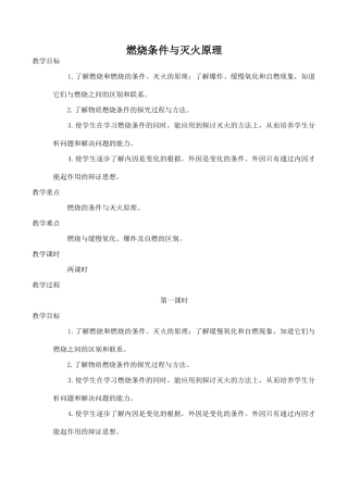 九年级化学燃烧条件与灭火原理 1粤教版