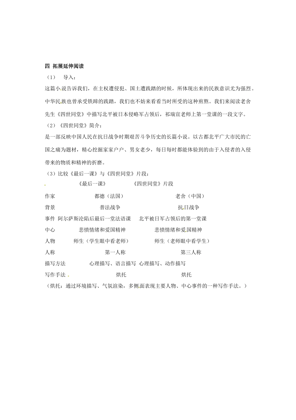 山东省德州市夏津实验中学七年级语文下册《最后一课（第二课时）》导学案（无答案） 新人教版_第2页