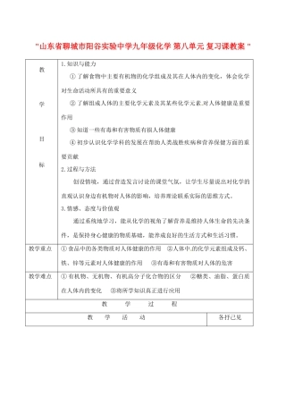山东省聊城市阳谷实验中学九年级化学 第八单元 复习课教案 