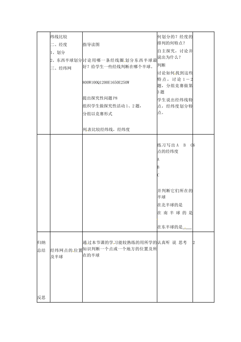 山东省临沭县第三初级中学七年级地理上册《地球和地球仪 》教案3 （新版）湘教版_第3页