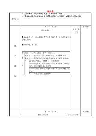 江苏省新沂市第二中学九年级化学下册 8.3.2 维生素教案 （新版）沪教版
