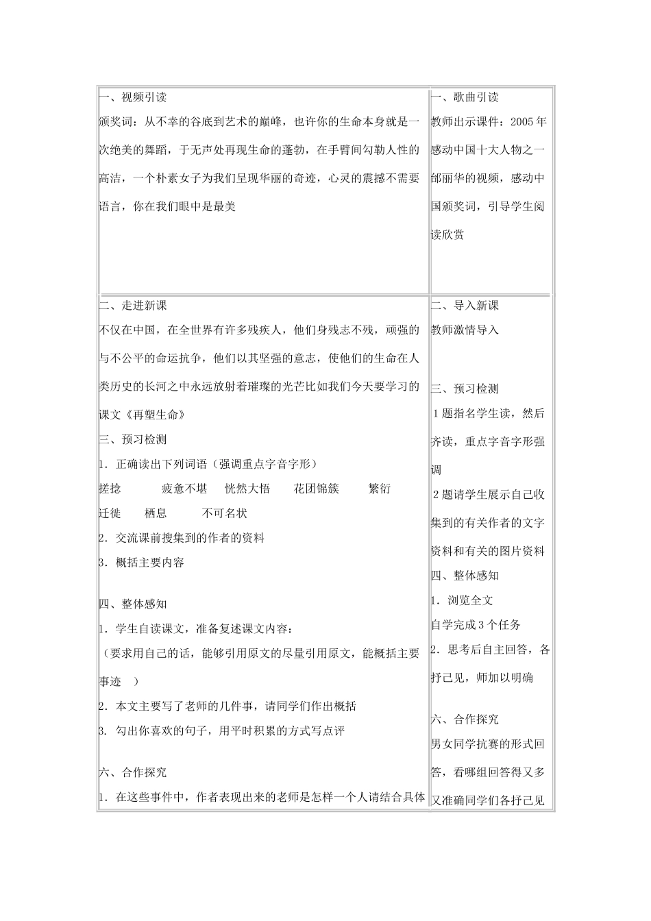 辽宁省辽阳市第九中学七年级语文上册 第二单元 再塑生命的人导学案（无答案）（新版）新人教版_第2页