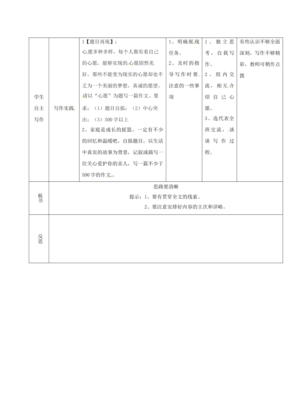 （秋季版）吉林省通化市七年级语文上册 写作《思路要清晰》导学案2 新人教版-新人教版初中七年级上册语文学案_第2页