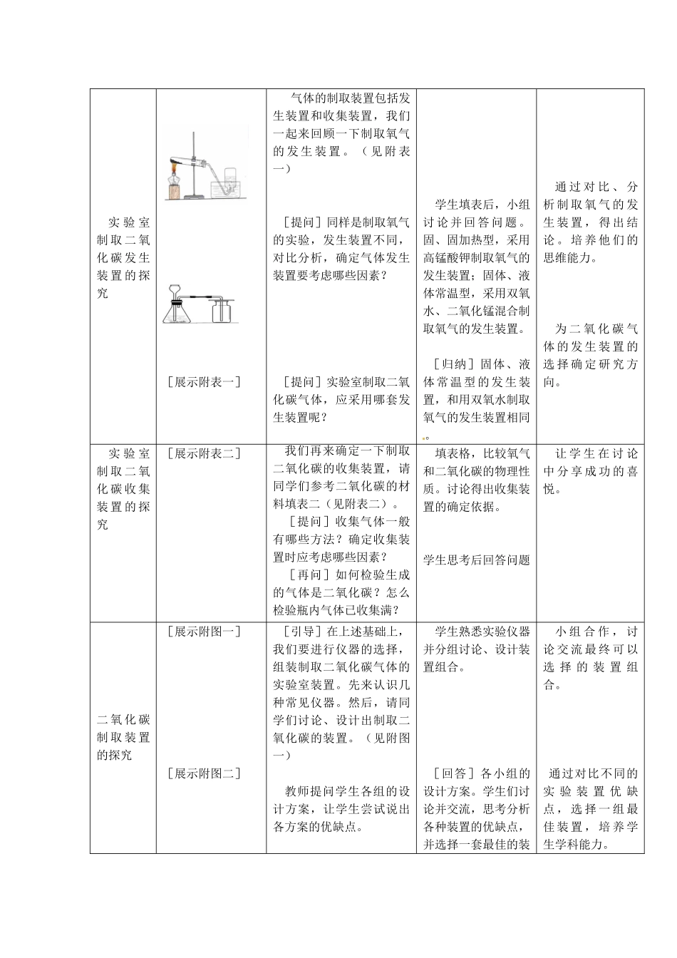 辽宁省东港市黑沟中学九年级化学上册 第六单元 课题2 二氧化碳制取的研究教案 （新版）新人教版_第3页