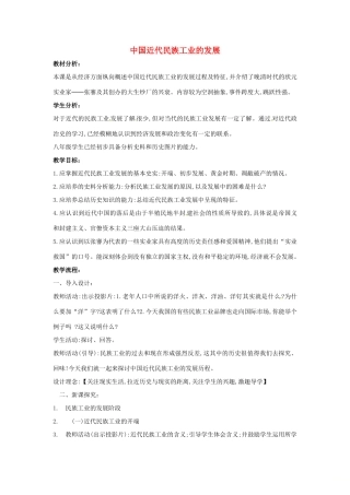 山东省郯城县红花镇中考历史复习 八上 第19课《中国近代民族工业的发展》教案01 新人教版-新人教版初中九年级全册历史教案