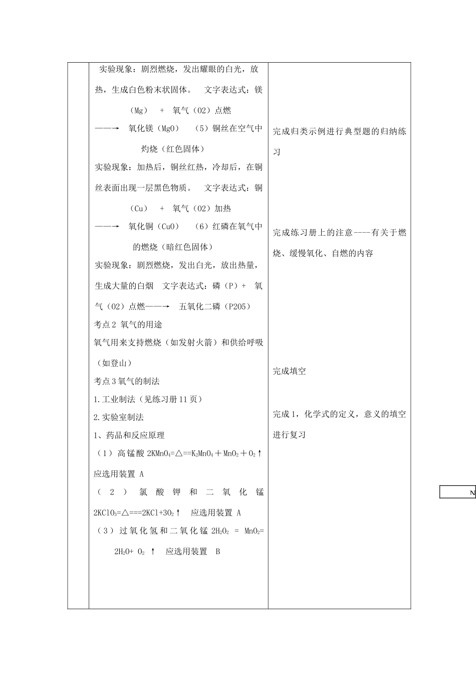 内蒙古牙克石市中考化学 第三章 维持生命之气—氧气复习教案-人教版初中九年级全册化学教案_第3页