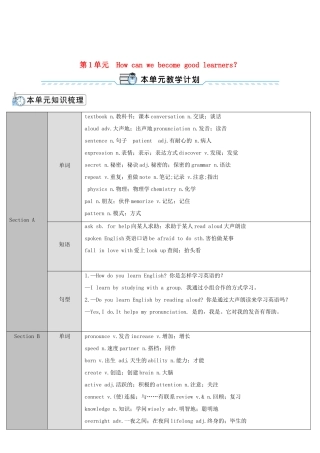 九年级英语全册 Unit 1 How can we become good learners第1课时导学案2（新版）人教新目标版-（新版）人教新目标版初中九年级全册英语学案