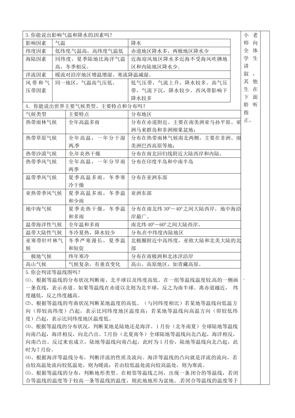 山东省郯城县第三初级中学七年级地理上册《第三章天气和气候复习》教案 新人教版_第2页