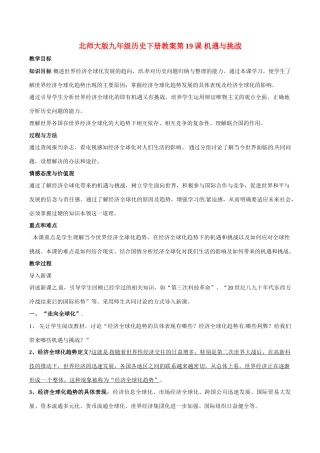 九年级历史下册 4.19《机遇与挑战》教案 北师大版