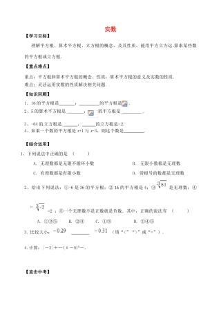 山东省郯城县红花镇中考数学专题复习 专题一 数与式（2）实数学案-人教版初中九年级全册数学学案