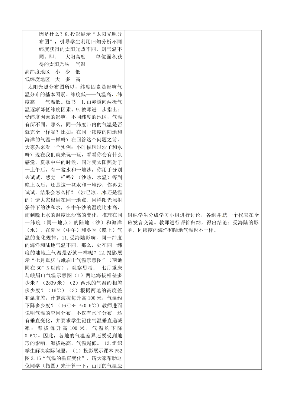 山东省郯城县第三初级中学七年级地理上册《第三章第二节气温和气温的分布（第二课时）》教案 新人教版_第3页