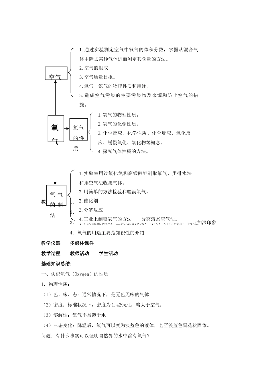 九年级化学上册第三章 维持生命之气—氧气复习课教案粤教版_第3页