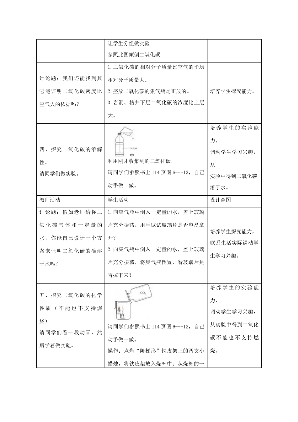 九年级化学上册《二氧化碳的性质》教学设计方案1 新人教版_第3页