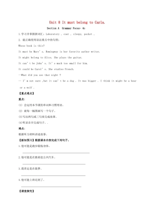 九年级英语全册《Unit 8 It must belong to Carla（第3课时）》学案 （新版）人教新目标版-（新版）人教新目标版初中九年级全册英语学案