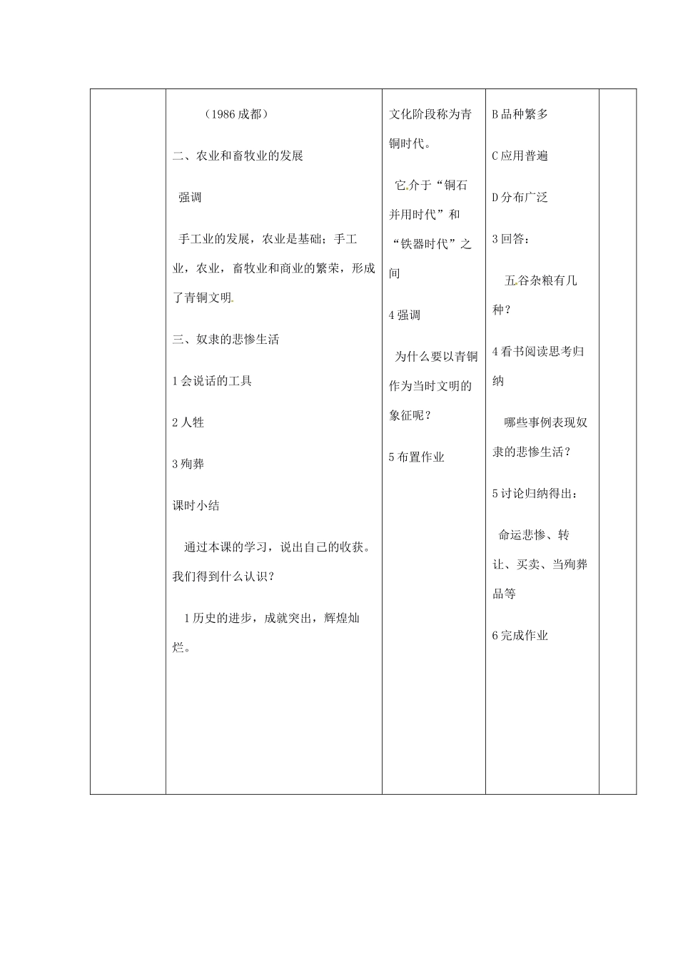 辽宁省开原市第五中学七年级历史上册《第5课 灿烂的青铜文明》教案 （新版）新人教版_第2页