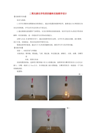 江西省信丰县黄泥中学中考化学实验汇总复习 二氧化碳化学性质的趣味实验教学设计