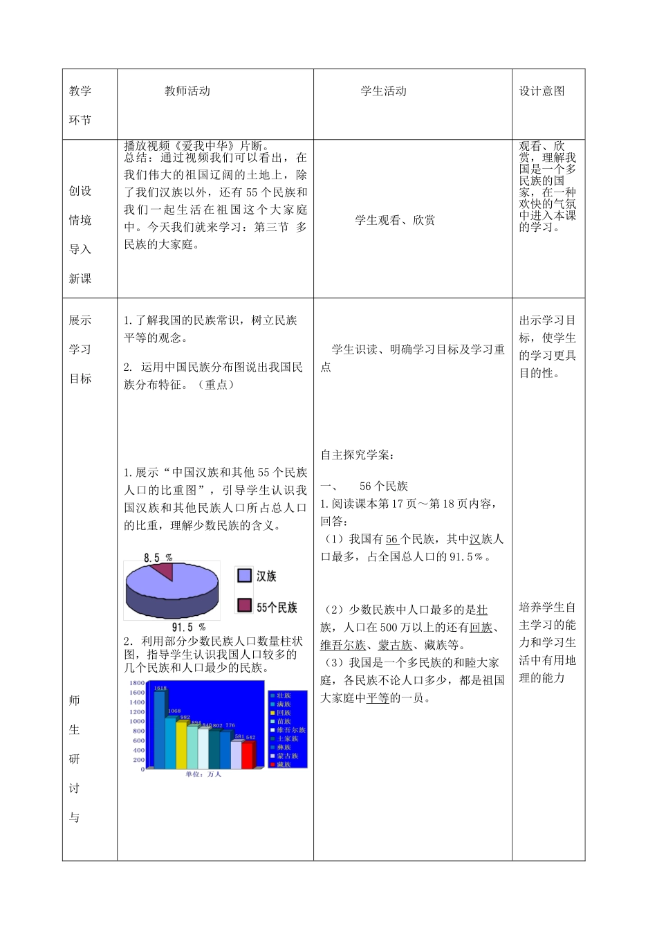 八年级地理上册 1.3 多民族的大家庭教案 （新版）商务星球版_第2页