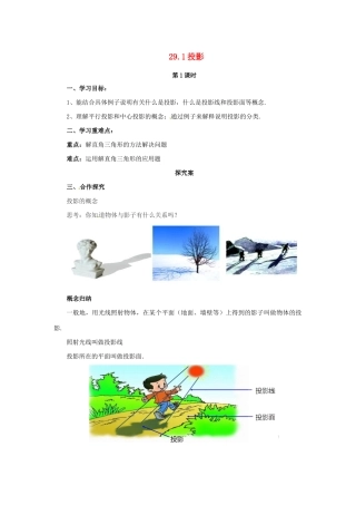 九年级数学下册 第二十九章 投影与视图 29.1 投影（第1课时）导学案  （新版）新人教版-（新版）新人教版初中九年级下册数学学案