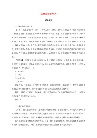九年级化学下册 11.3 化学与农业生产教学案 鲁教版-鲁教版初中九年级下册化学教学案