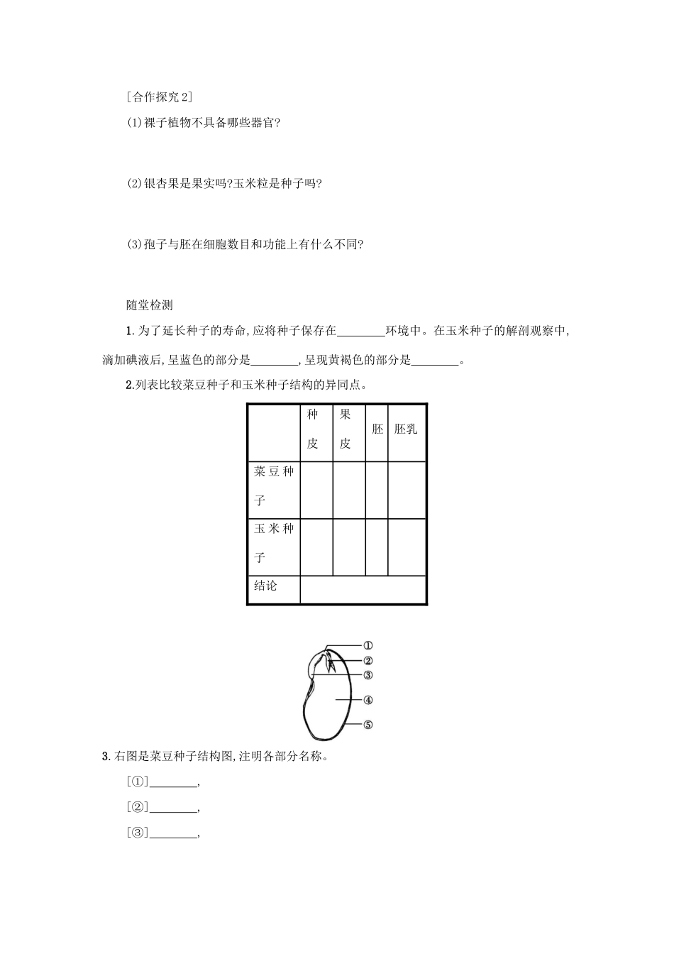 山西省吕梁市临县四中七年级生物上册 3.1.2 种子植物学案 （新版）新人教版-（新版）新人教版初中七年级上册生物学案_第2页