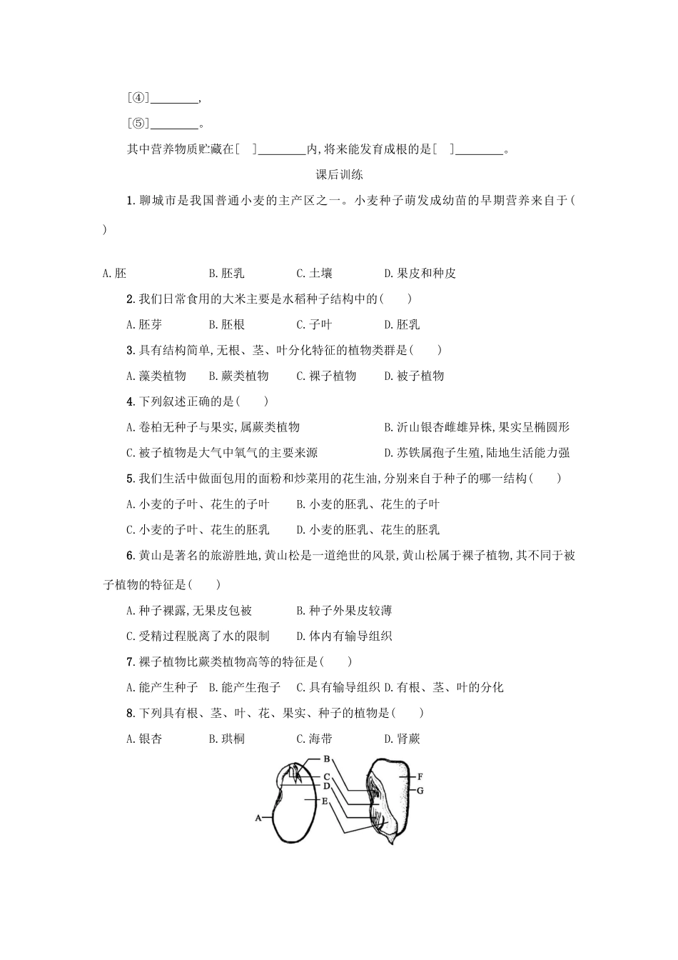 山西省吕梁市临县四中七年级生物上册 3.1.2 种子植物学案 （新版）新人教版-（新版）新人教版初中七年级上册生物学案_第3页