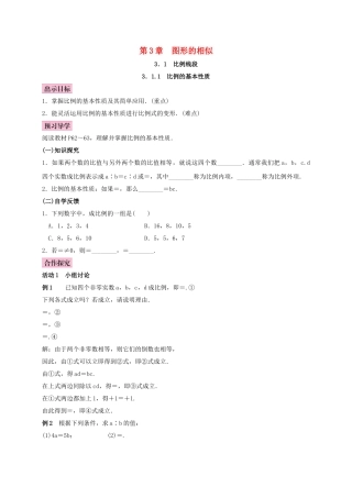 秋九年级数学上册 3.1 比例线段 3.1.1 比例的基本性质学案 （新版）湘教版-（新版）湘教版初中九年级上册数学学案