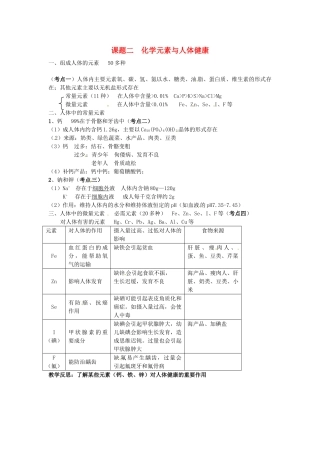 九年级化学下册 第十二章《课题二 化学元素与人体健康》考点复习教案 新人教版