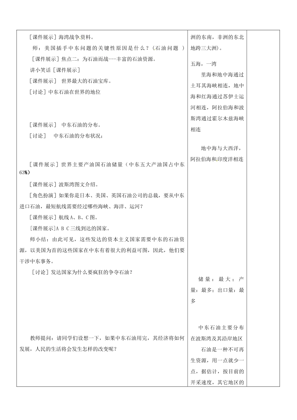 山东省郯城三中七年级地理下册 第八章 东半球的其他国家和地区—中东七教案 新人教版_第3页