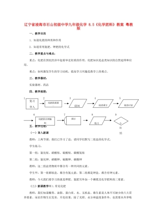 辽宁省凌海市石山初级中学九年级化学 8.5《化学肥料》教案 粤教版