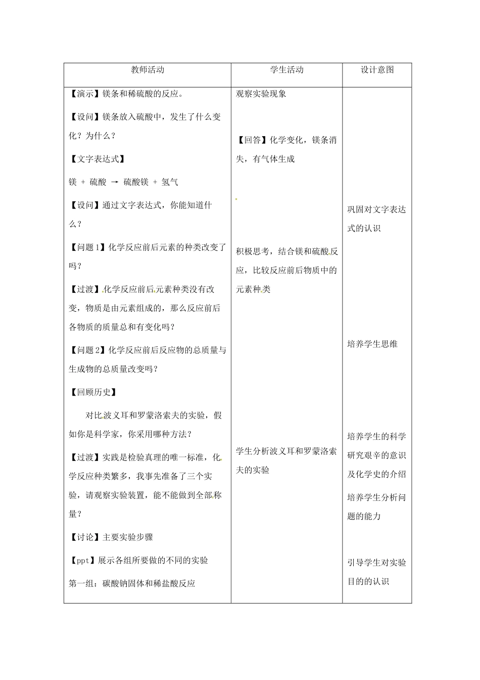 云南省景洪市第三中学九年级化学上册 第五单元 课题1 质量守恒定律教案5 新人教版_第2页