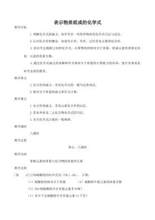 九年级化学表示物质组成的化学式 5粤教版