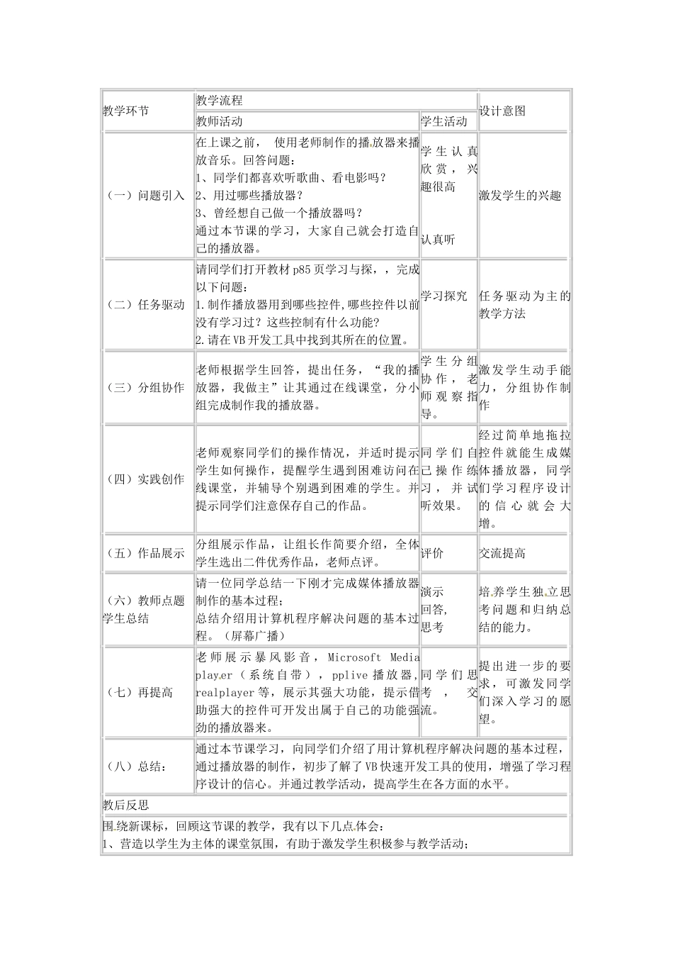 山东省郯城第三中学初中信息技术 我的媒体播放器教案_第2页