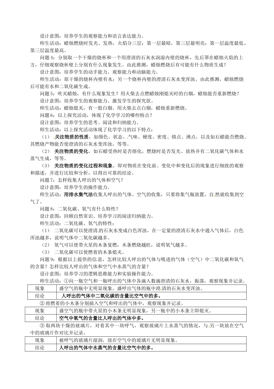 云南省保山曙光学校九年级化学上学期《第一单元课题2化学是一门以实验为基础的科学》教学设计_第2页