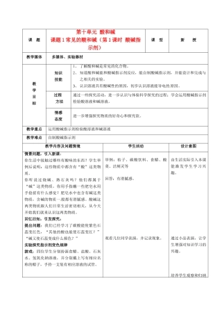 九年级化学下册 10.1常见的酸和碱 第1课时酸碱指示剂教案 人教新课标版