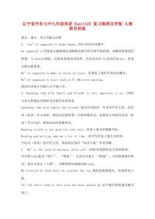 辽宁省丹东七中九年级英语《unit12》复习提纲及学案 人教新目标版