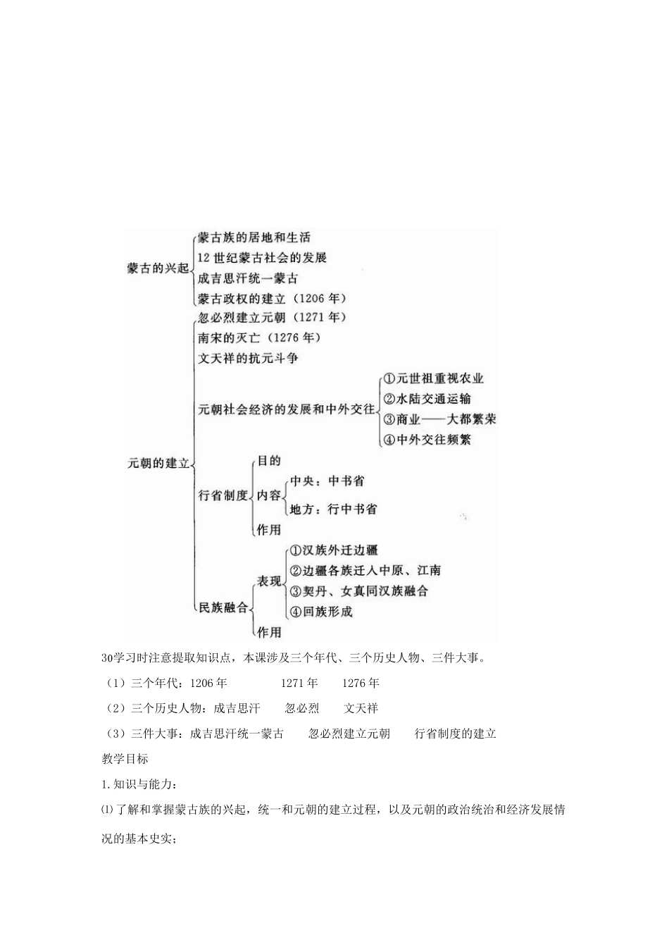 江苏省苏州市第二十六中学七年级历史 第12课 蒙古的兴起和元朝的建立教案 人教新课标版_第2页