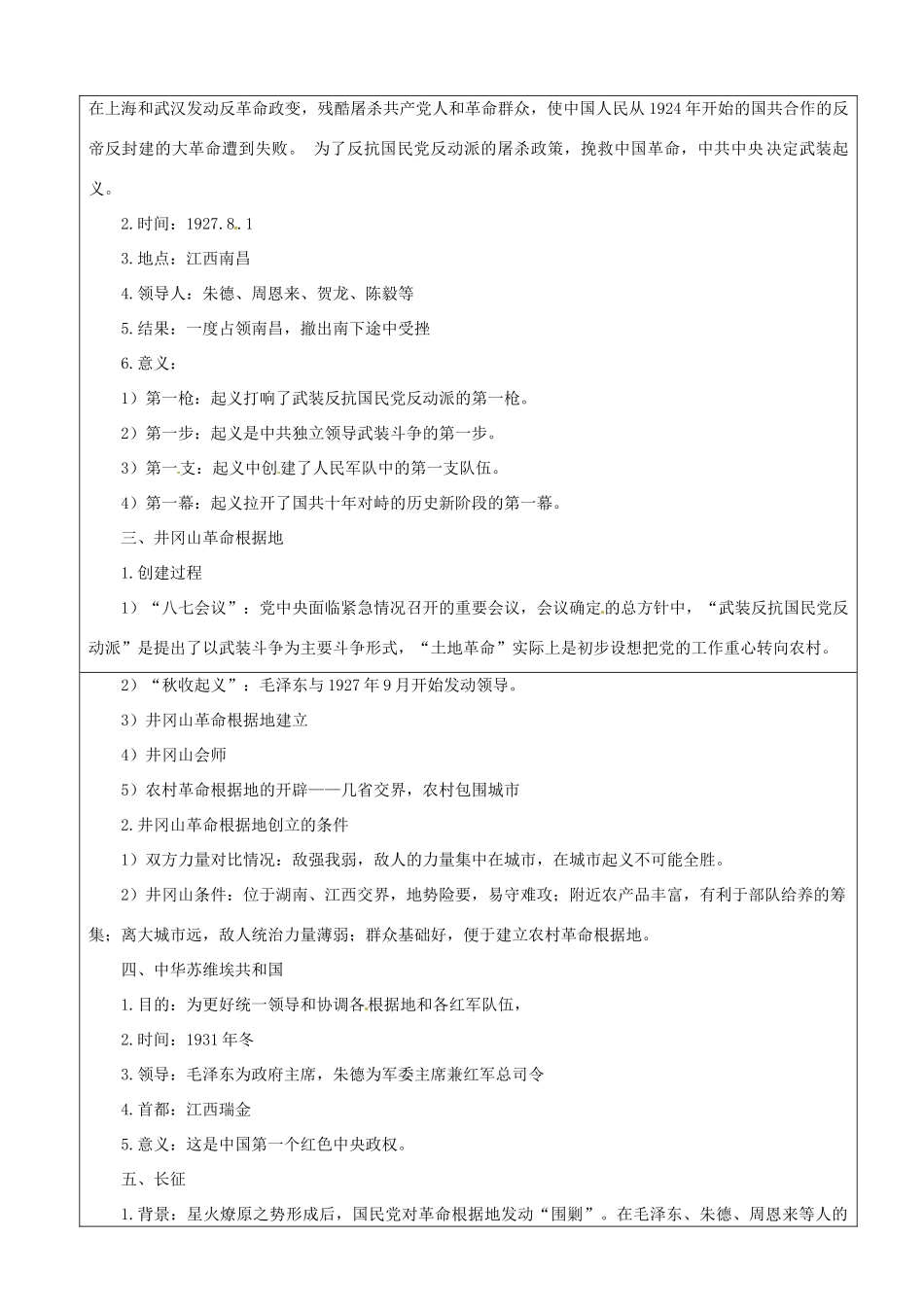 八年级历史上册 第10课《红色政权的创建与红军长征》教案1 华东师大版_第2页