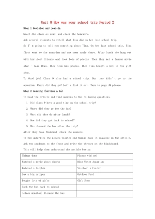 山东省肥城市安站中学八年级英语上册 Unit 8 How was your school trip Period 2导学案 人教新目标版