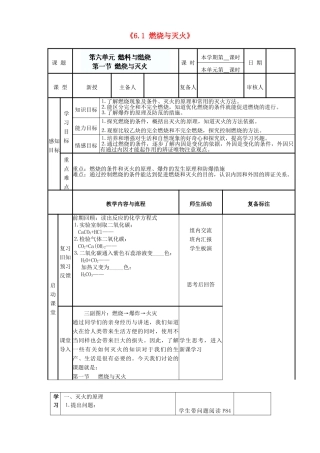 山东省邹平县实验中学九年级化学全册《6.1 燃烧与灭火》教案 鲁教版