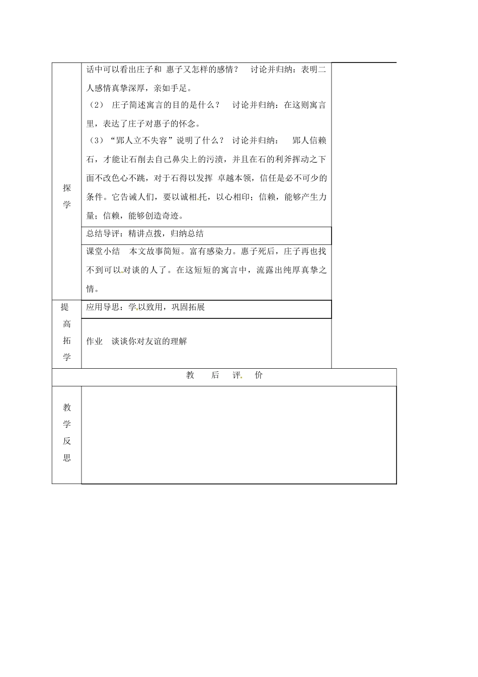 （秋季版）湖南省邵东县七年级语文下册 23 郢人学案 语文版-语文版初中七年级下册语文学案_第2页