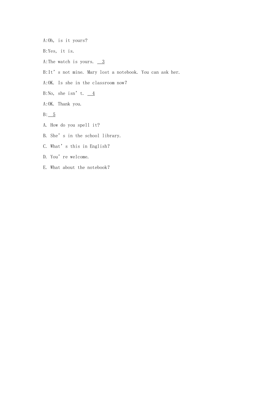 秋七年级英语上册 Unit 3 Is this your pencil Section B（3a-Self check）导学案 （新版）人教新目标版-（新版）人教新目标版初中七年级上册英语学案_第3页